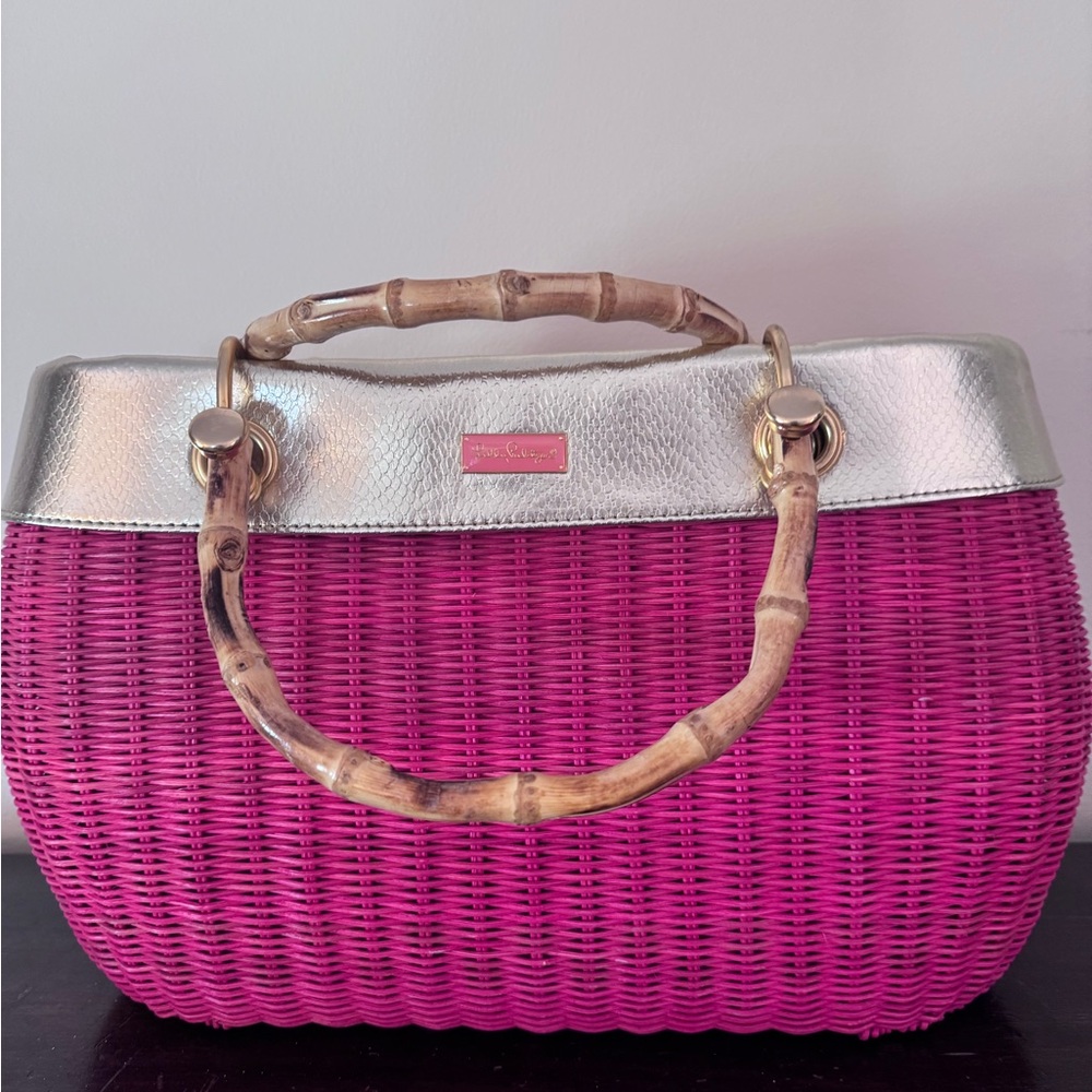 Lilly Pulitzer Fuchsia and Metallic Tote